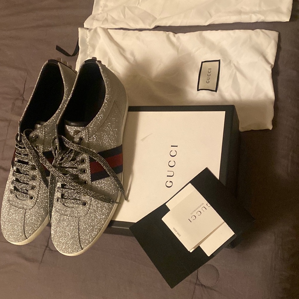 Gucci Men Silver Casual Sneakers
